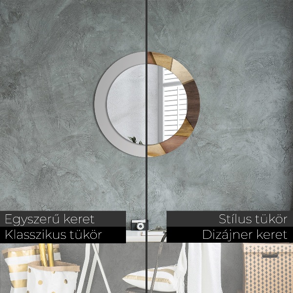 Kerek tükör díszítéssel Geometrikus 3D fa