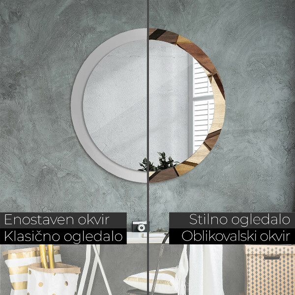 Kerek tükör díszítéssel Geometrikus 3D fa