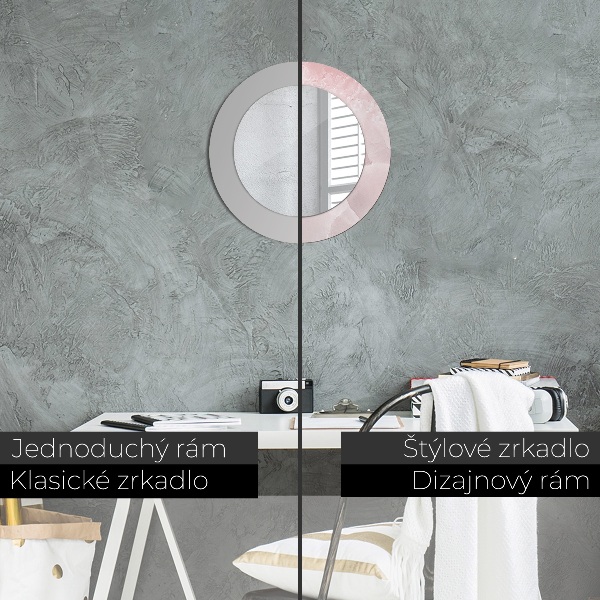 Kerek díszes tükör Rózsaszín kő