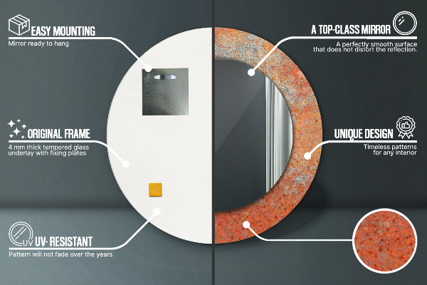 Kerek dísztükör Rozsda fém