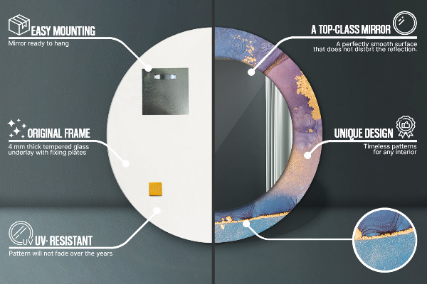 Kerek díszes tükör Márvány kő