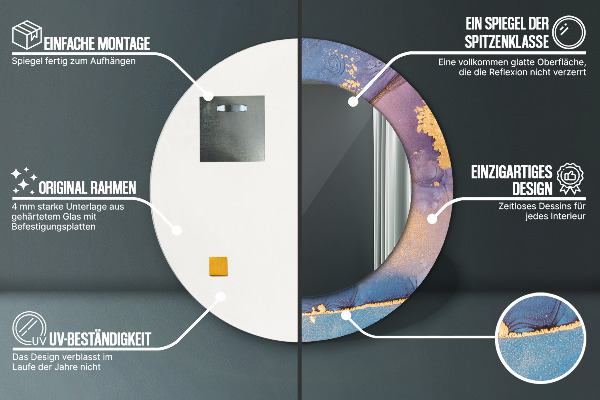 Kerek díszes tükör Márvány kő