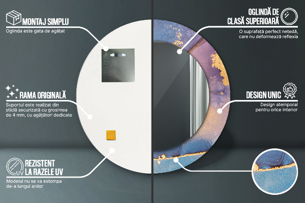 Kerek díszes tükör Márvány kő