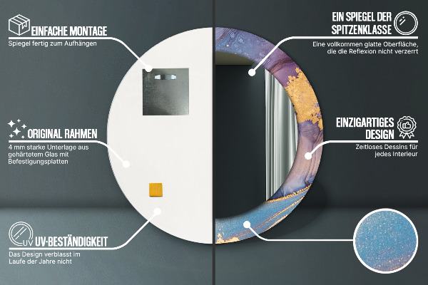 Kerek díszes tükör Márvány kő