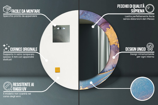 Kerek díszes tükör Márvány kő