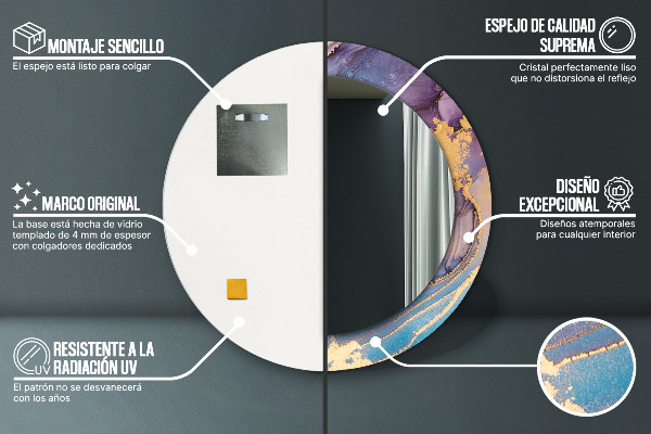 Kerek díszes tükör Márvány kő