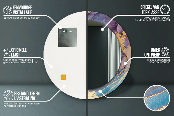 Kerek díszes tükör Márvány kő