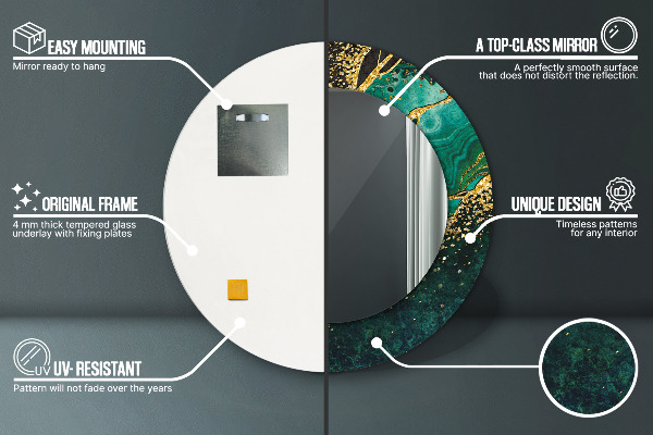 Kerek tükör fali dísz Márvány zöld