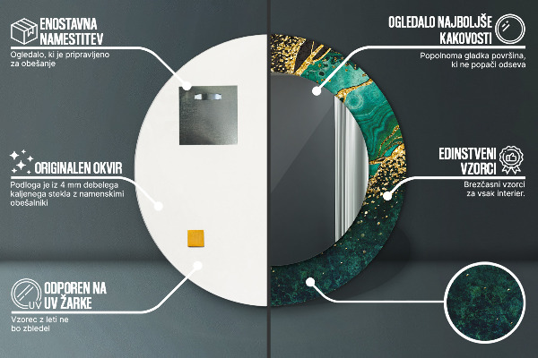 Kerek tükör fali dísz Márvány zöld