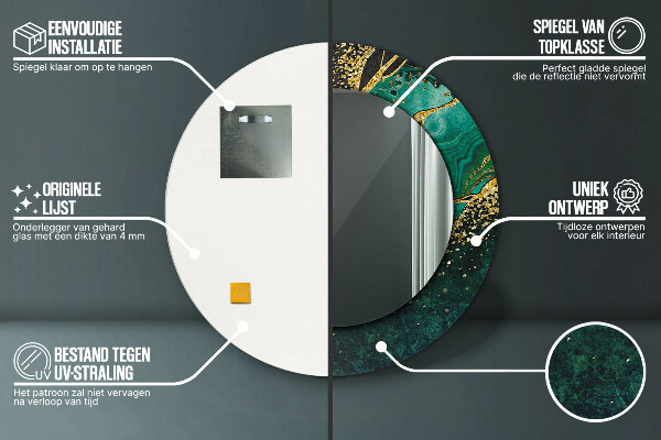 Kerek tükör fali dísz Márvány zöld