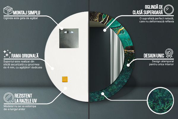 Kerek tükör fali dísz Márvány zöld