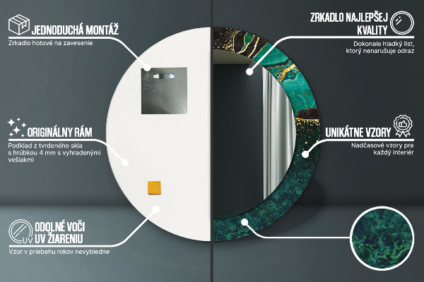 Kerek tükör fali dísz Márvány zöld