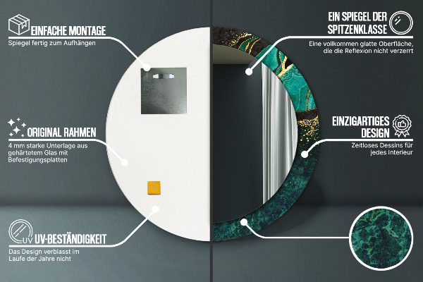 Kerek tükör fali dísz Márvány zöld