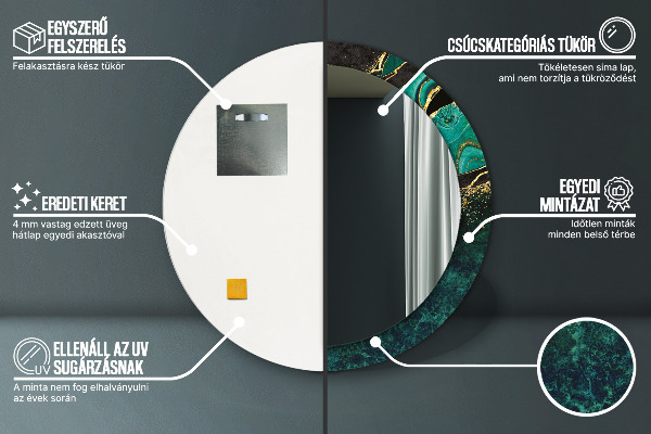 Kerek tükör fali dísz Márvány zöld