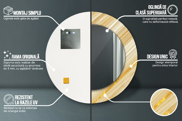 Kerek tükör díszítéssel Arany absztrakt