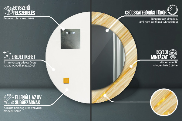 Kerek tükör díszítéssel Arany absztrakt