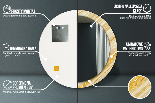 Kerek tükör díszítéssel Arany absztrakt