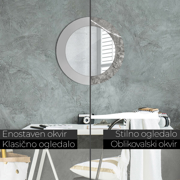 Kerek tükör nyomtatott kerettel Rusztikus márvány