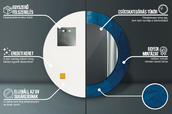 Kerek díszes tükör Absztrakt muveszet