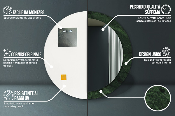 Kerek tükör díszítéssel Szerpentin