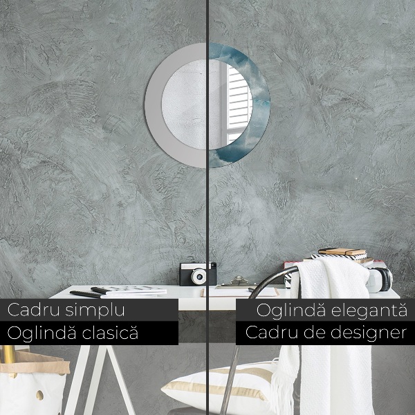 Kerek tükör keret nyomtatással Kék ónix márvány