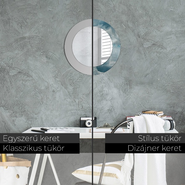 Kerek tükör keret nyomtatással Kék ónix márvány