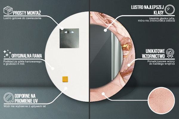 Kerek tükör nyomtatott kerettel Absztrakt folyadék