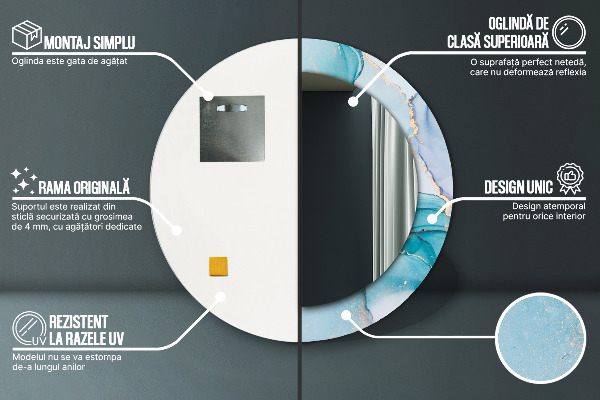 Kerek díszes tükör Absztrakt folyadék