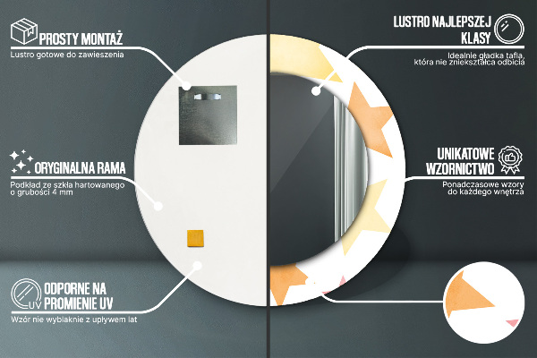 Kerek tükör nyomtatott kerettel Pasztell csillagok