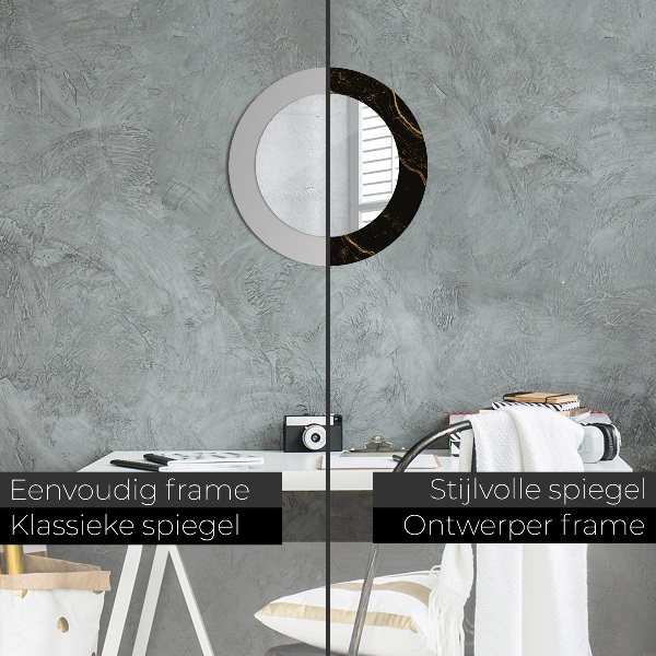 Kerek díszes tükör Fekete márvány