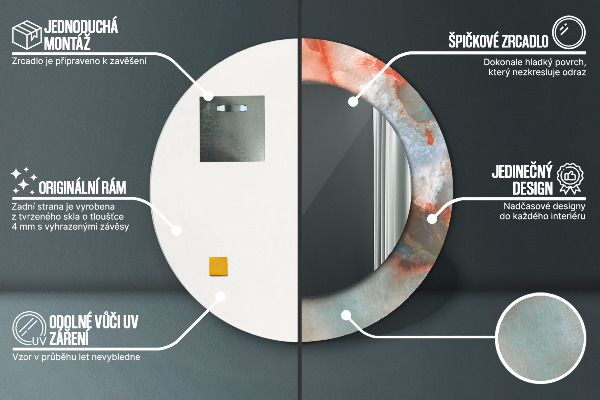 Kerek tükör fali dísz Ónix golyók