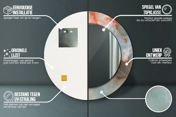 Kerek tükör fali dísz Ónix golyók