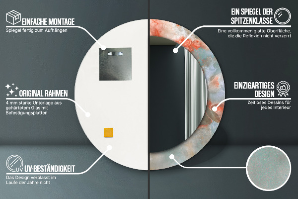 Kerek tükör fali dísz Ónix golyók