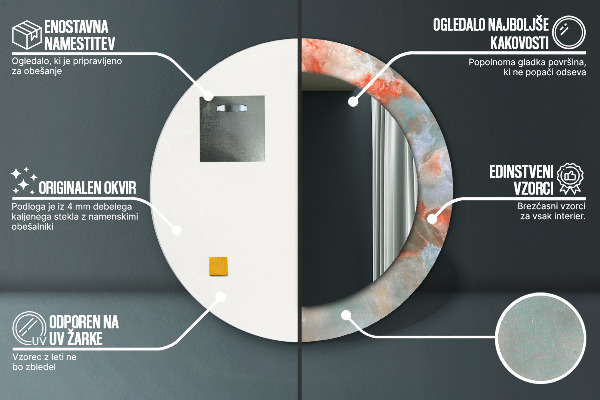 Kerek tükör fali dísz Ónix golyók