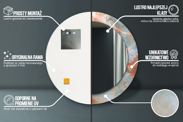 Kerek tükör fali dísz Ónix golyók