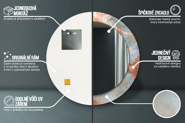 Kerek tükör fali dísz Ónix golyók