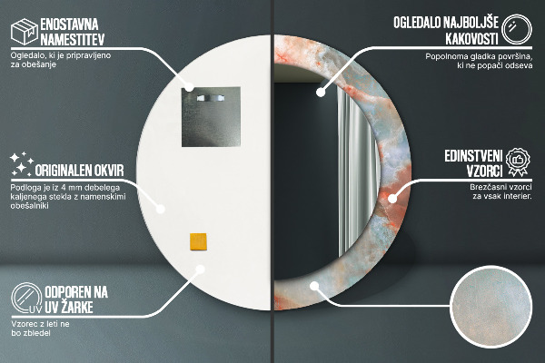 Kerek tükör fali dísz Ónix golyók