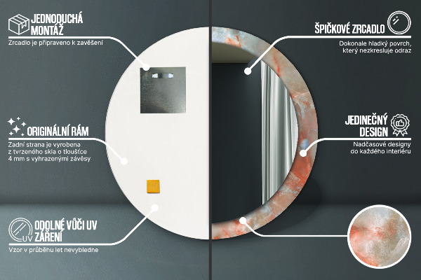 Kerek tükör fali dísz Ónix golyók