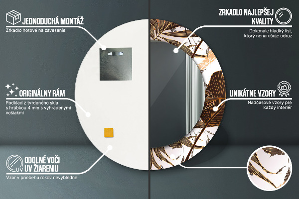 Kerek dísztükör pálmalevelek