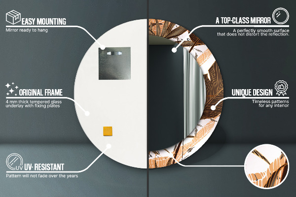 Kerek dísztükör pálmalevelek