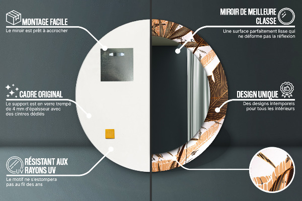 Kerek dísztükör pálmalevelek