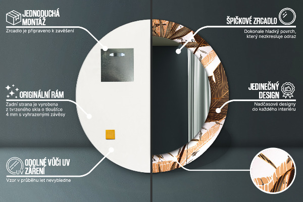 Kerek dísztükör pálmalevelek