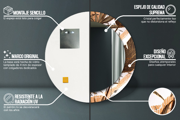 Kerek dísztükör pálmalevelek