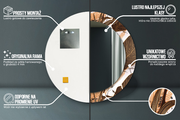 Kerek dísztükör pálmalevelek