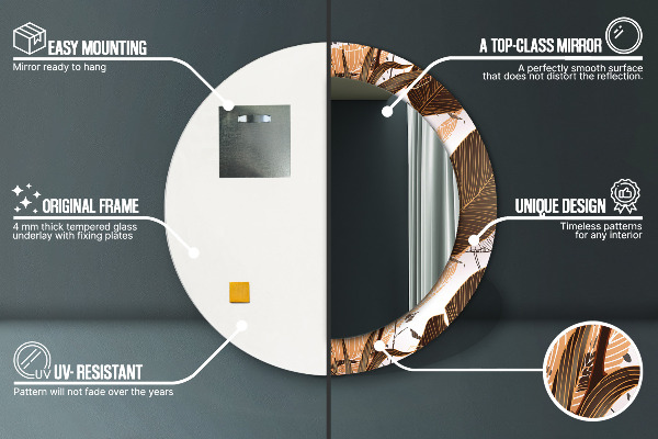 Kerek dísztükör pálmalevelek