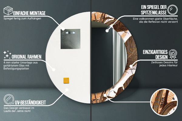 Kerek dísztükör pálmalevelek