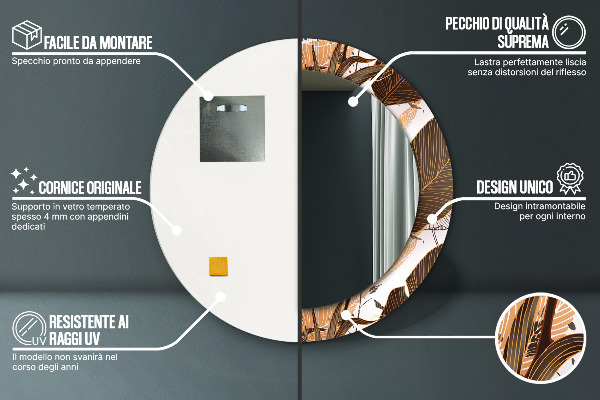 Kerek dísztükör pálmalevelek