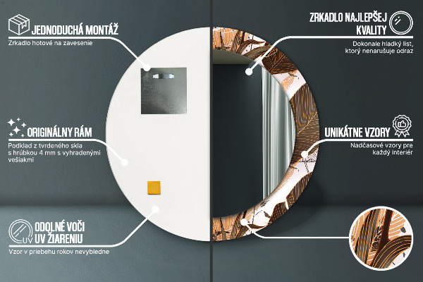 Kerek dísztükör pálmalevelek