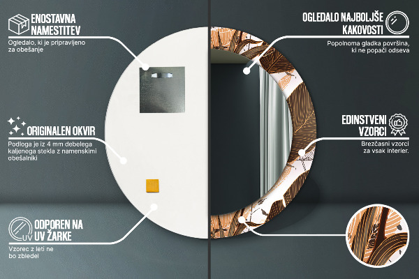 Kerek dísztükör pálmalevelek