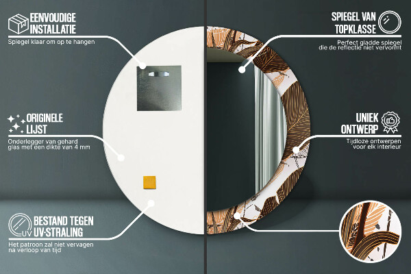 Kerek dísztükör pálmalevelek